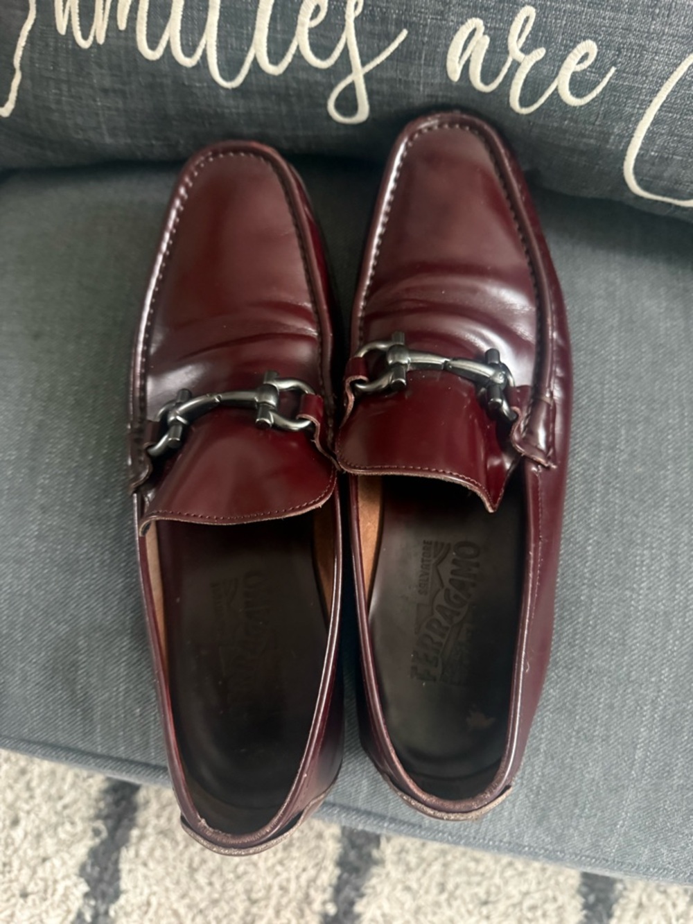 Ferragamo burgandy men’s leather shoes